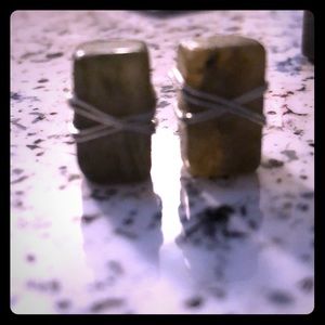 Green stone earrings